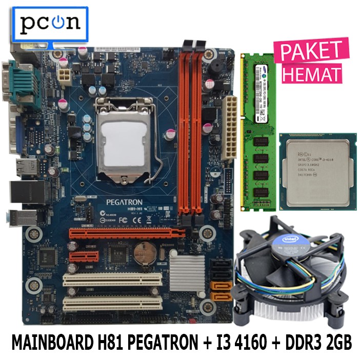 Mainboard LGA 1150 H81 PEGATRON DAN PROCESSOR I3 4160 RAM 2GB FREE FAN