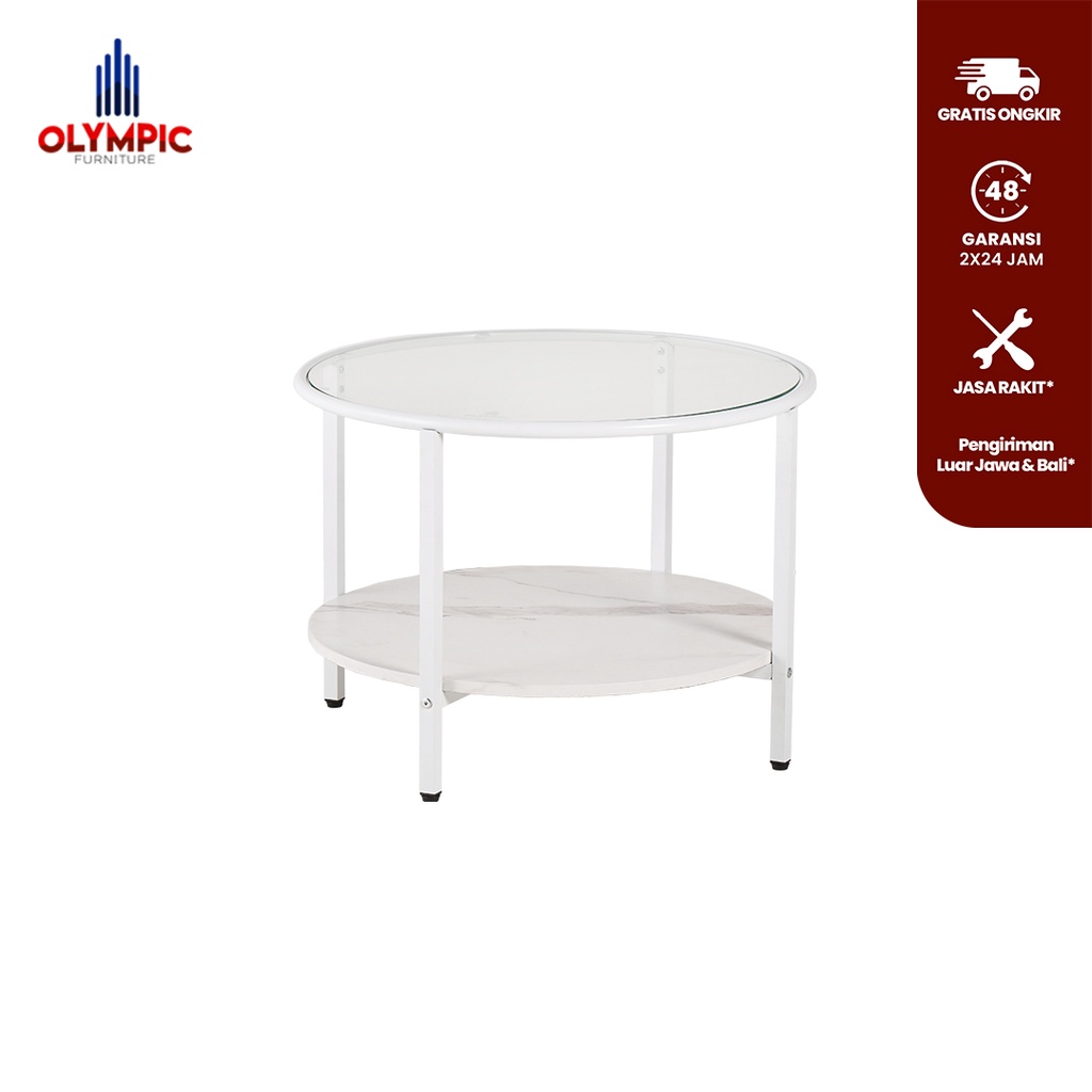 Olympic Coffee Table / Meja Bulat Minimalis / Meja Kopi / Meja Samping Tamu / CT Marble 01