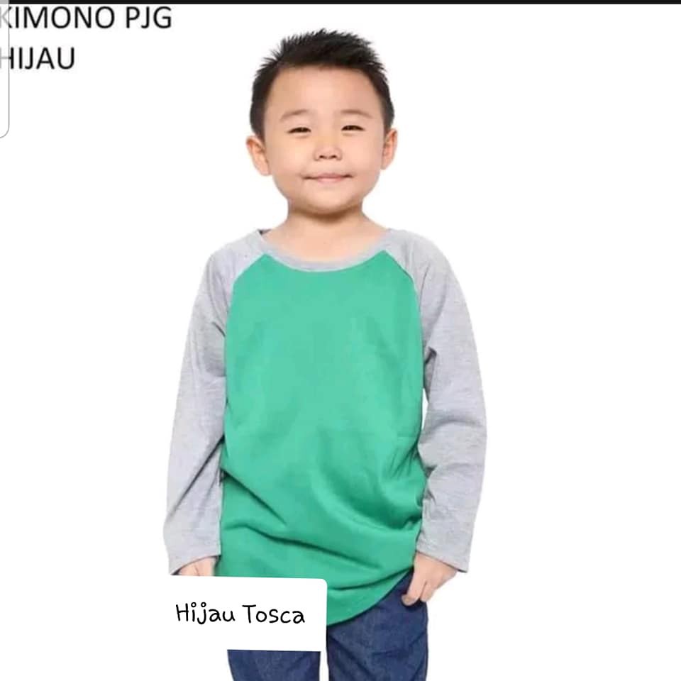 kaos raglan anak hijau TOSKA  - raglan polos - kaos anak remaja - raglan anak ABG