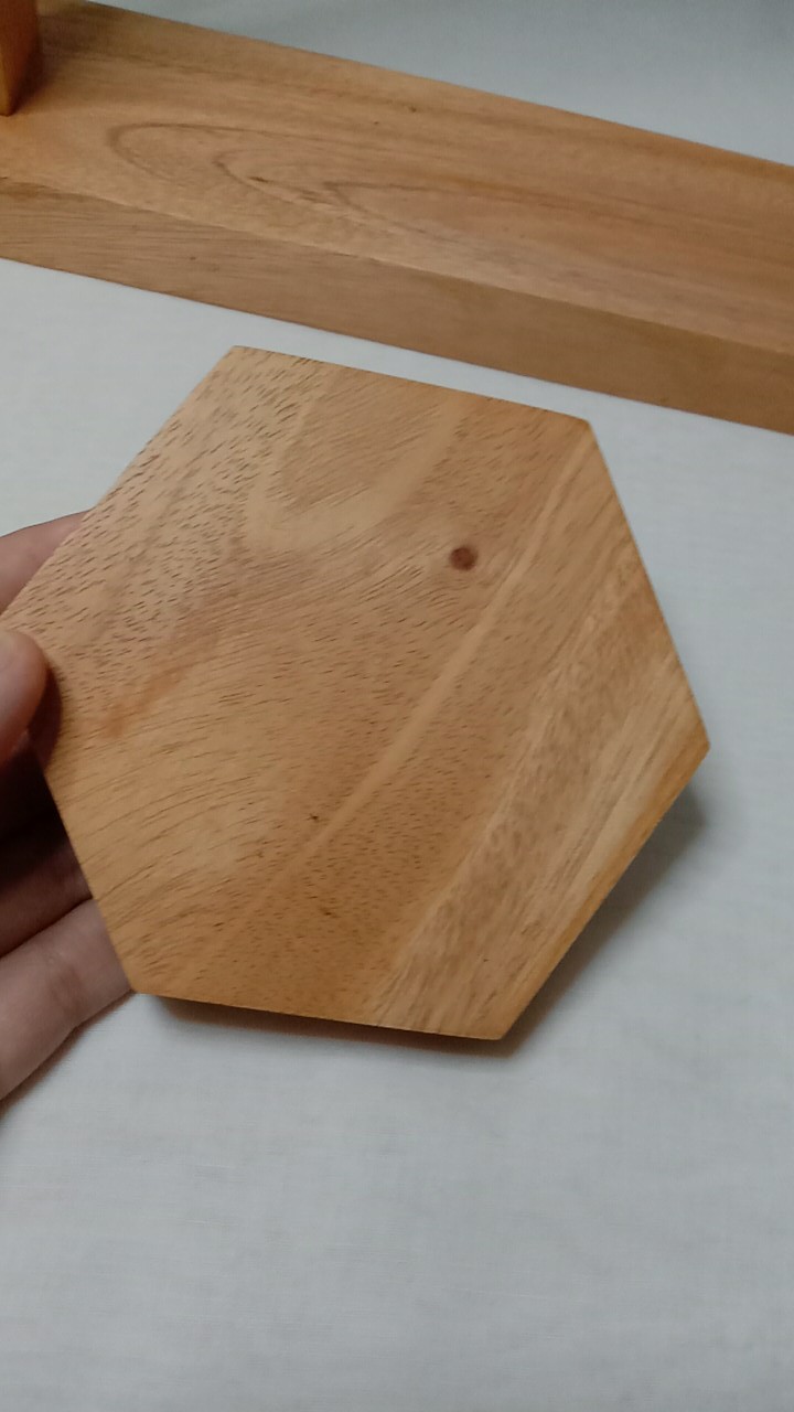 Hexagonal Wood Coasters Tatakan Gelas Kayu Alami Segi Enam Unik Antik