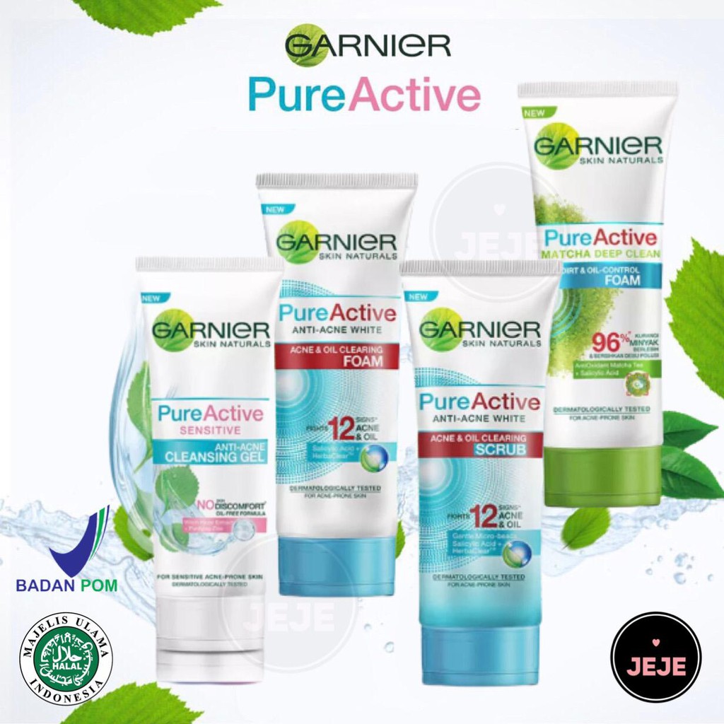 Garnier Pure Active Series | Sensitive Matcha Anti-acne Foam Scrub Gel Cream