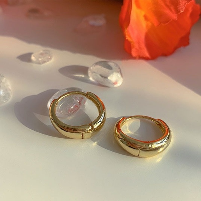 Papaozhu Ins S925 Perak Tetesan Air Logam Anting Hoop Untuk Wanita Minimalis Geometris Lingkaran Anting Perhiasan