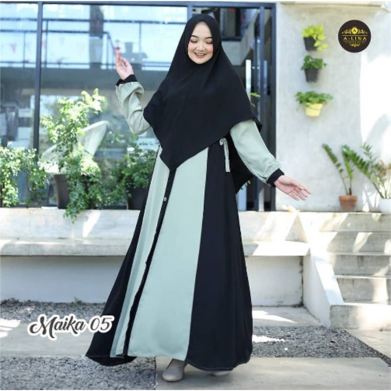 Maika Gamis Syari + Jilbab I Lebar Dada 110cm Panjang Badan 138cm