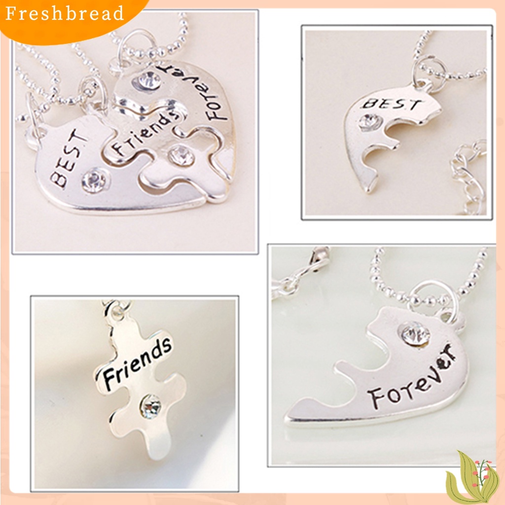 [TERLARIS]3Pcs Broken Heart Shape Carved Letters Best Friends Forever Chain Set for Dating