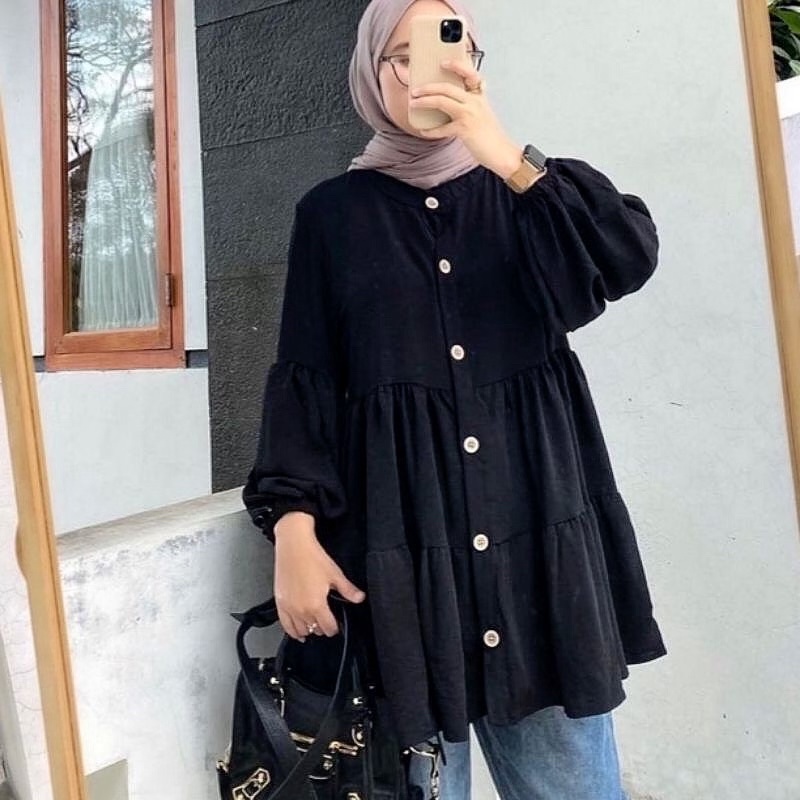 MAUDY TUNIK CRINKLE AIRFLOW / TUNIK WANITA FULL KANCING