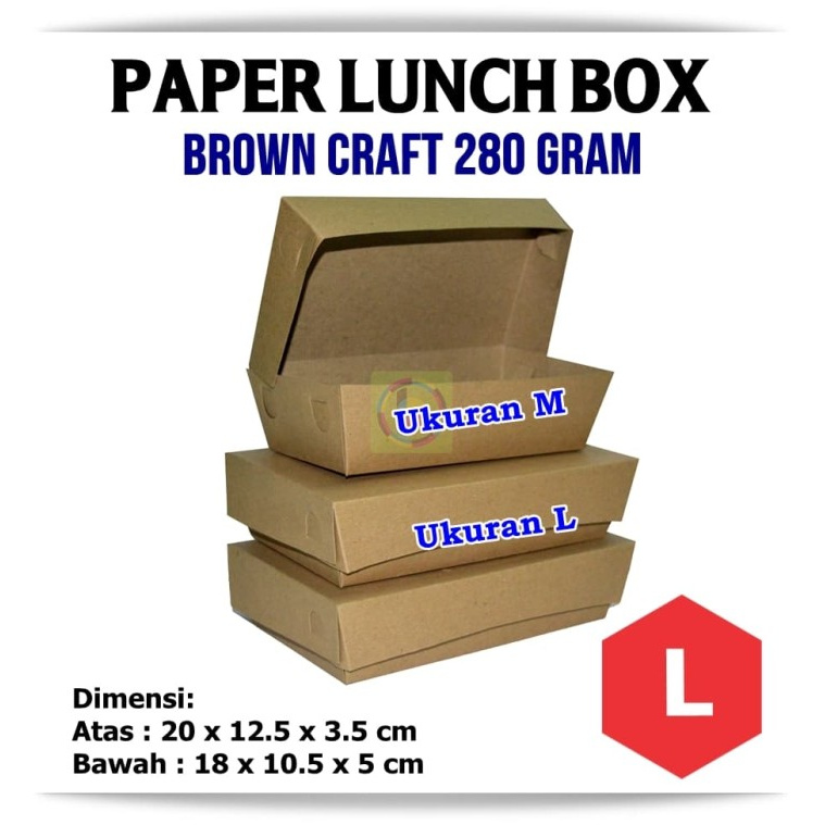 

0vdt7n Paper Lunch Box Kraft Liner 280 Gsm Ukuran L (20 X 12.5 X 5 Cm) Hyft7Yt