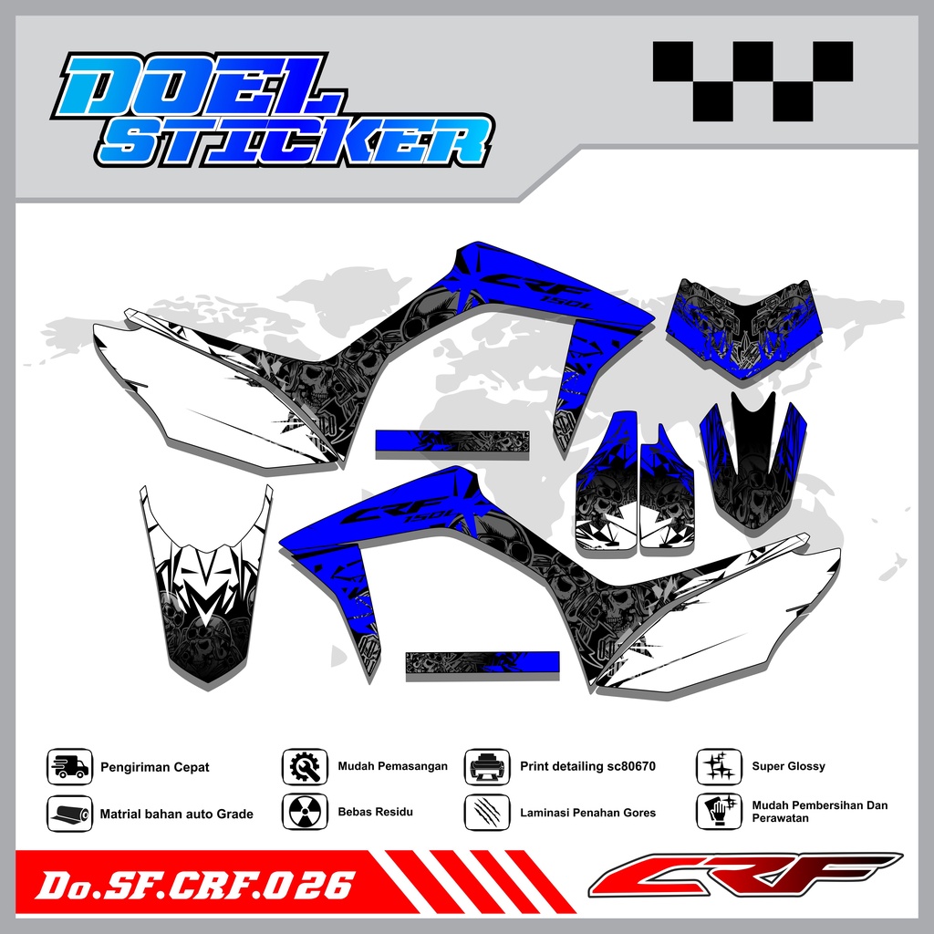 Sticker Striping Semifull CRF 150L List Variasi Hologram Pelangi,Crome Doel   026