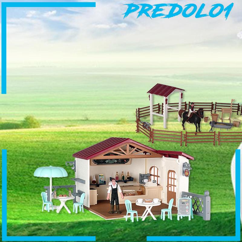 [PREDOLO1] Farm Animals Stable Rider Playset for Boy Girl Ages 3+