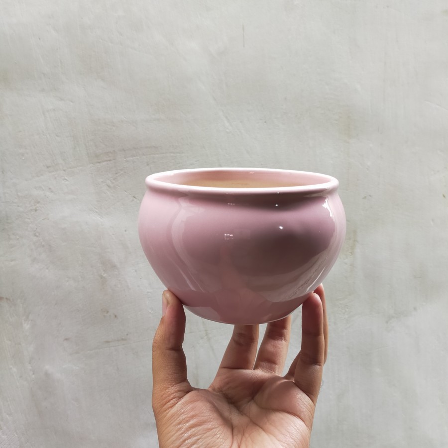 POT KERAMIK GENTONG KECIL DAUNKUN