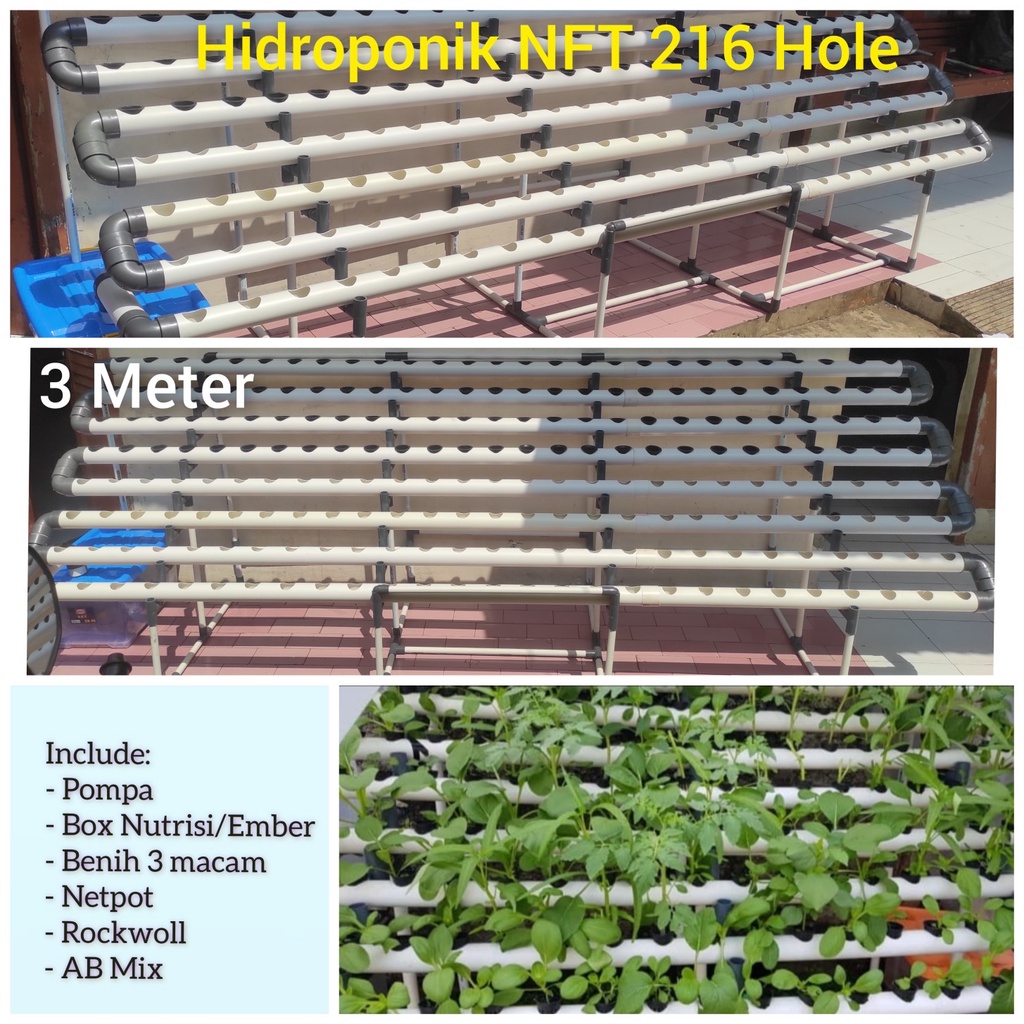 Set Hidroponik 216 Hole/Lubang Tanam NFT System