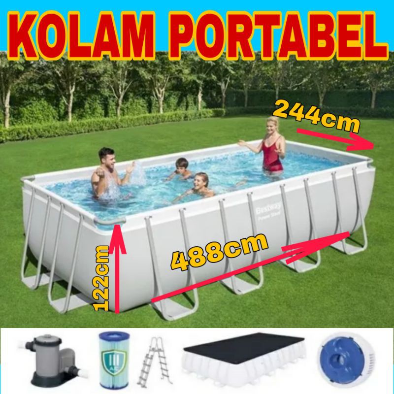 Kolam Renang Above Ground Dewasa Anak Big Size Jumbo Besar Kotak Petak Pvc Plastik Swimming Pool Shopee Indonesia