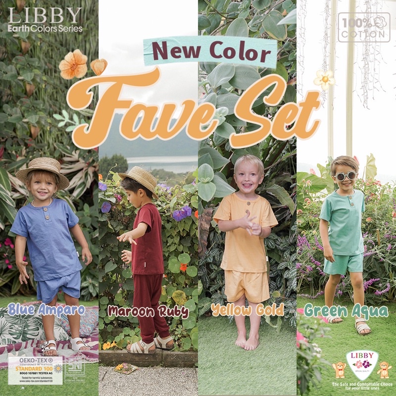 LIBBY FAVE SET - EARTH COLORS SERIES SETELAN PENDEK PANJANG - Setelan Piyama anak/Piyama bayi