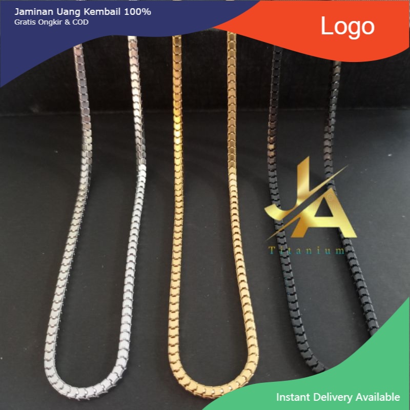 Kalung Titanium Pria Wanita Kalong Milano Kaca Warna Emas Silver Perak Titanium Anti Karat Bisa Cod