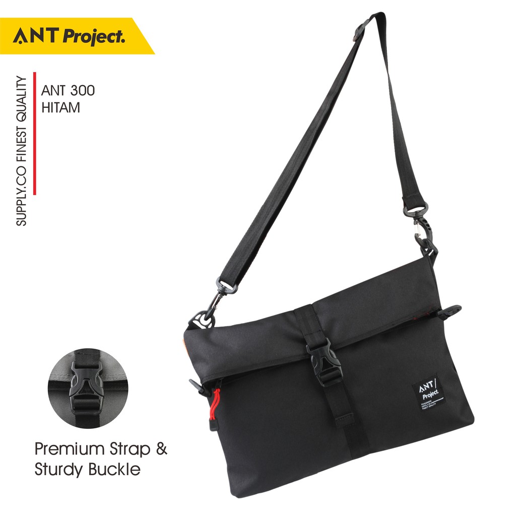 Tas Selempang Pria Messenger Slempang Cowok Buat Kerja Kuliah Sekolah Slot Tablet Laptop 14 inch Hitam