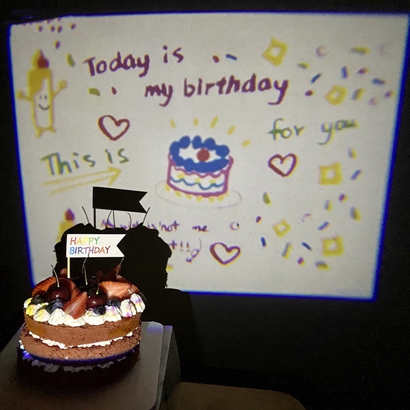 Happy birthday Projector Photo proyektor mini ulang tahun Pengakuan Kreatif Anak-anak techn huite