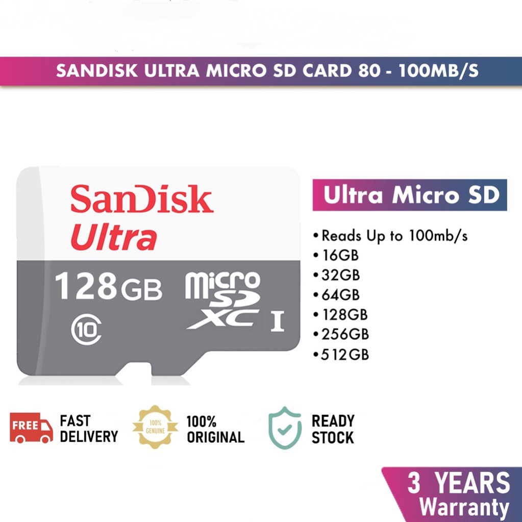 Sandisk Memory Card 64GB 128GB 256GB 512GB