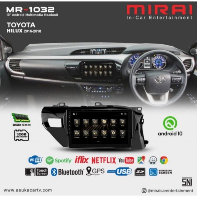 head unit android 10inch toyota hilux 2017 Mirai 1032 CP by Asuka