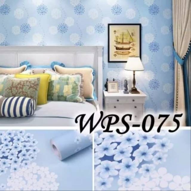 Wallpaper stiker dinding motif dandelion biru muda