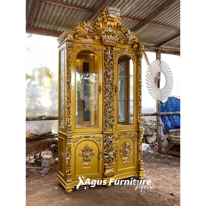 LEMARI PAJANGAN SHIMA JATI GOLD MEWAH (lemari kaca lemari pajangan lemari hias)