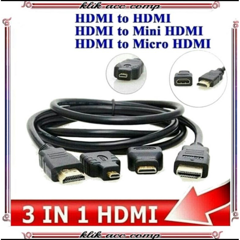 Kabel hdmi to hdmi / hdmi to micro hdmi / hdmi to mini hdmi 1,5 meter