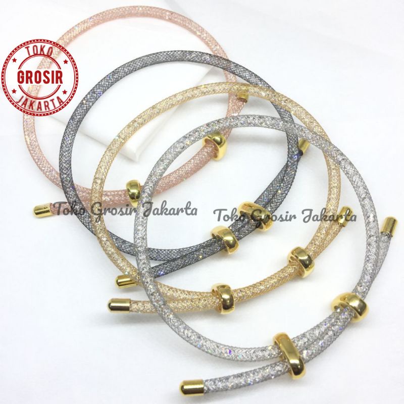 Gelang Tali Kawat Kristal Glitter Untuk Liontin Charm Atau Emas