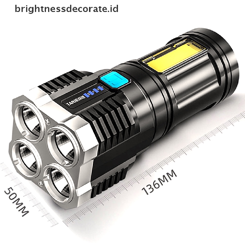 (Birth) Lampu Kepala 4 Led Cob Terang Dengan Port Charger Usb + Power Display