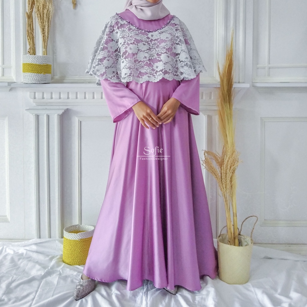 Dress Kondangan Orchid dengan Brokat by Sofie Fashion Designer