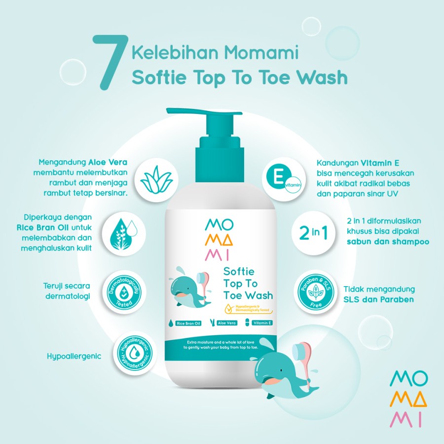 Momami Softie Top to Toe Wash | Shampoo Dan Sabun 2in1 Bayi Anak