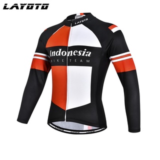 LAYOTO Pakaian bersepeda olahraga Pakaian bersepeda profesional bendera Indonesia yang baru ditingkatkan.