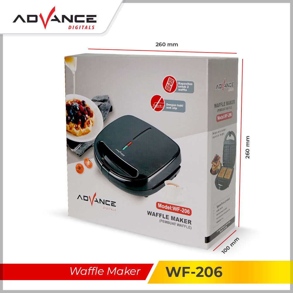 READY STOCK WAFFLE MAKER  ADVANCE 2 LAPIS Waffle Maker Pembuat Roti Lapis WF206 WF-206 Garansi Resmi 1 tahun