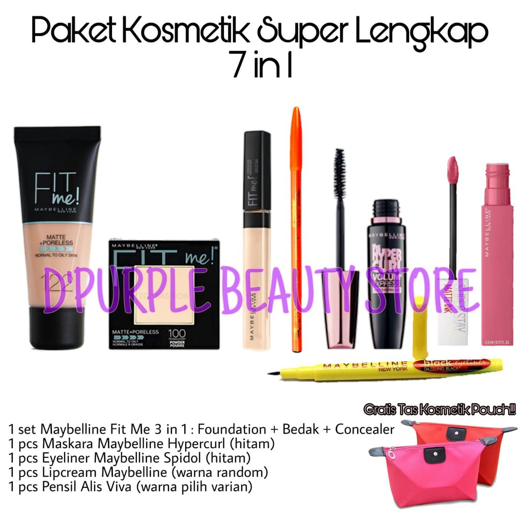 Pake Kosmetik Maybelline Fit Me Super Lengkap 7 In 1 -Paket MakeUp Super Lengkap 7 In 1