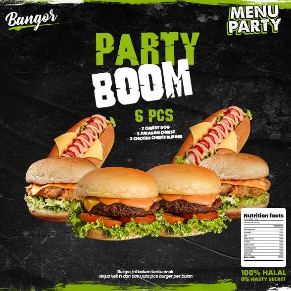 

Diskon Party Boom ( 2 Cheesy Dog, 2 Juragan Cheese, 2 Chicken Cheese Burger )
