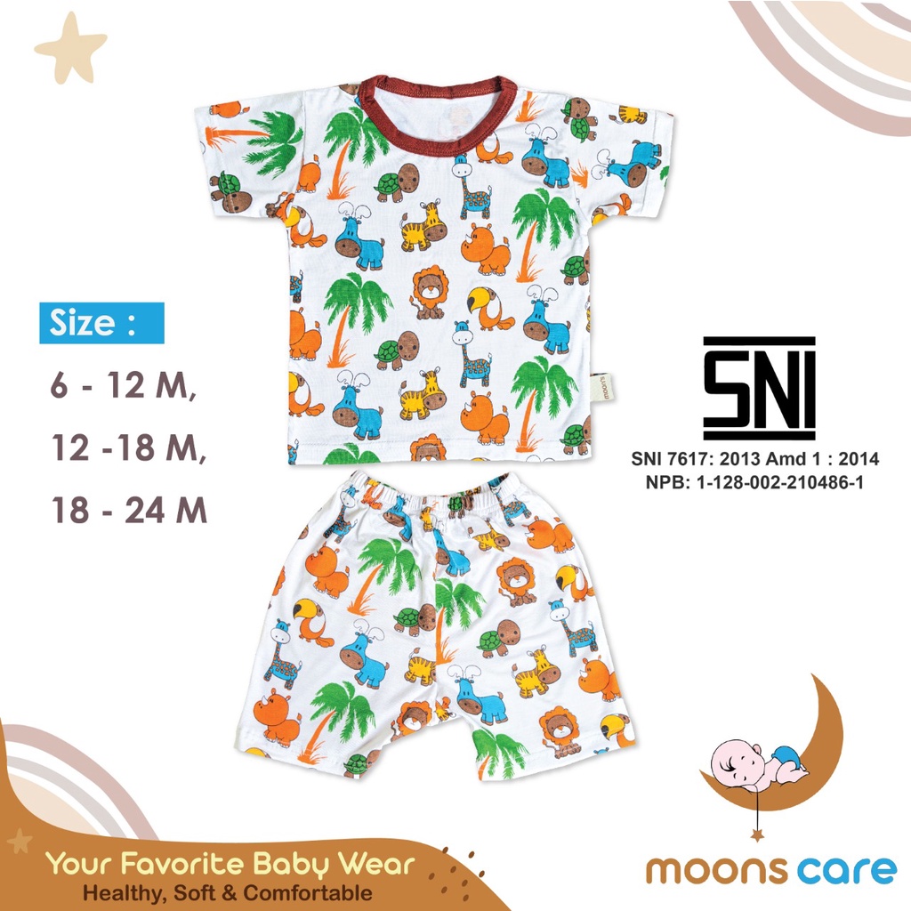 SNI STELAN OBLONG PENDEK  moons care  stelan baju pendek bayi stelan oblong Baju bayi Lucu Stelan ba