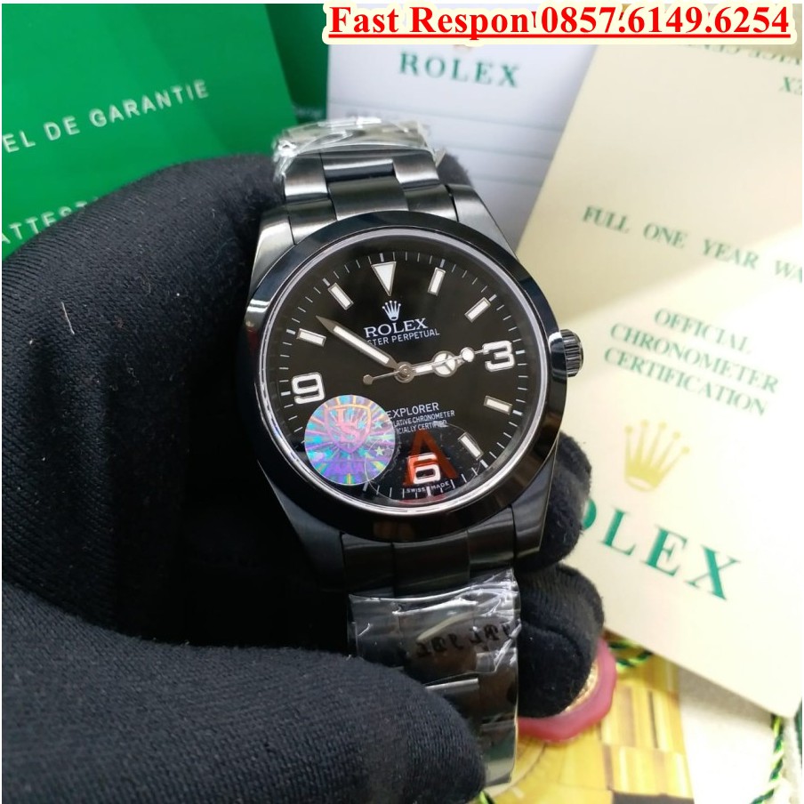 Mega Sale Jam Tangan Rolex Explorer Black Garansi 1th