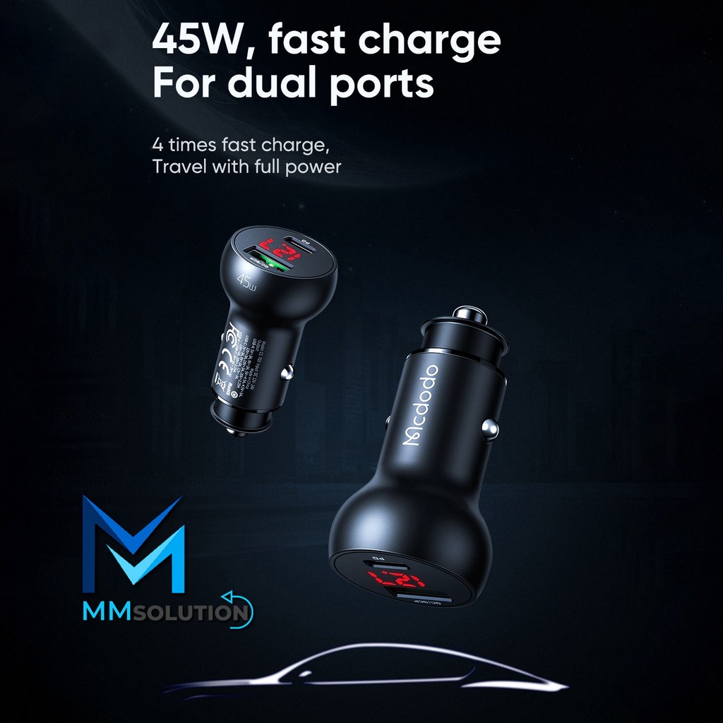 MCDODO CC-7030 Car Charger Mobil FAST Charging Dual Port 45W QC 4.0