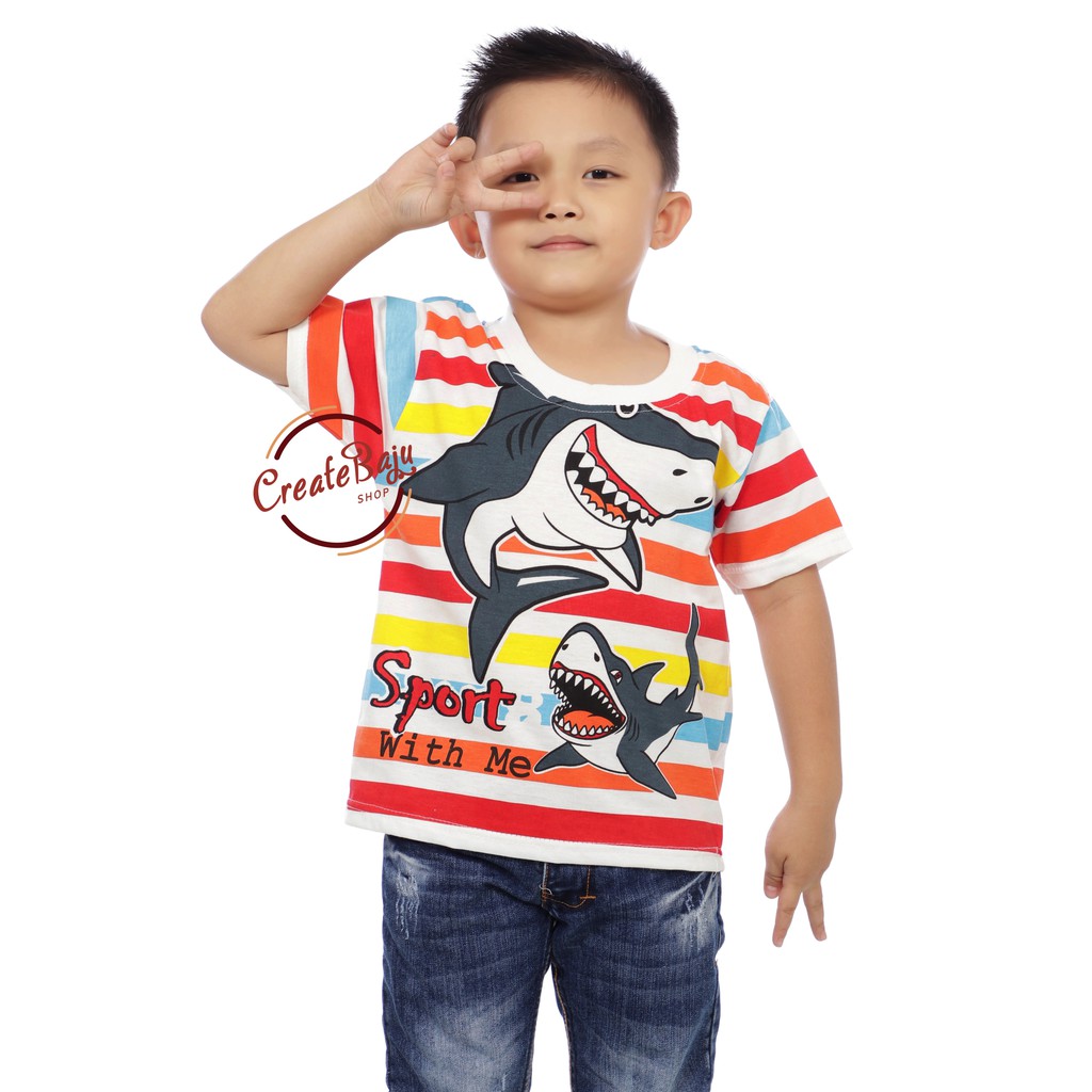 KAOS ANAK LAKI HIU SALUR 1-7 TAHUN BAJU ATASAN ANAK LAKI FASHION TERMURAH BAHAN KATUN