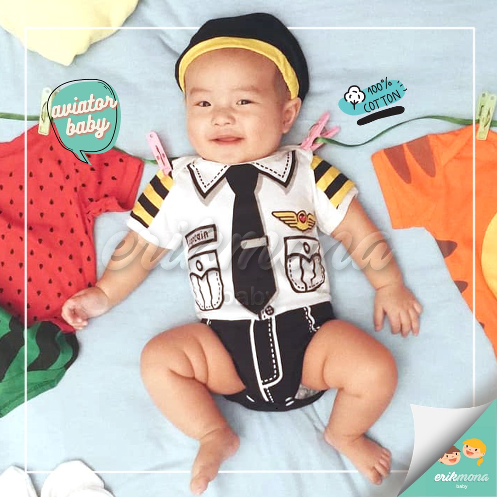 ♥︎ baju bayi jumper bayi lucu ♥︎ model karakter pilot aviator ♥︎