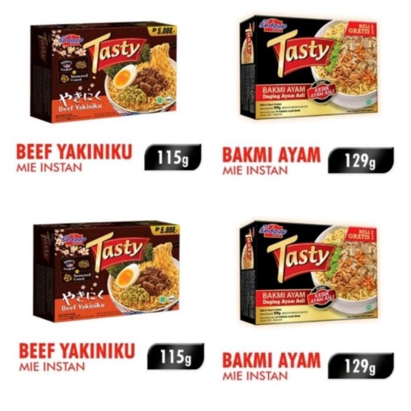 

TASTY mie instant Beef yakiniku/Bakmi ayam 129g