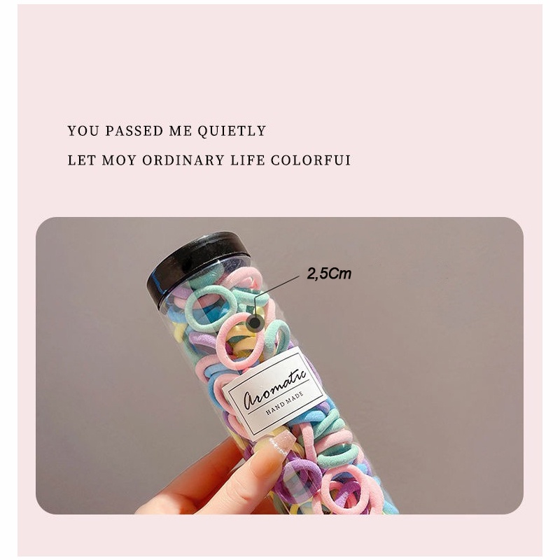 NEW iKat Rambut Set 100Pcs Korea Kain Elastis Karet Cantik Anak Perempuan Gratis Box KCR23