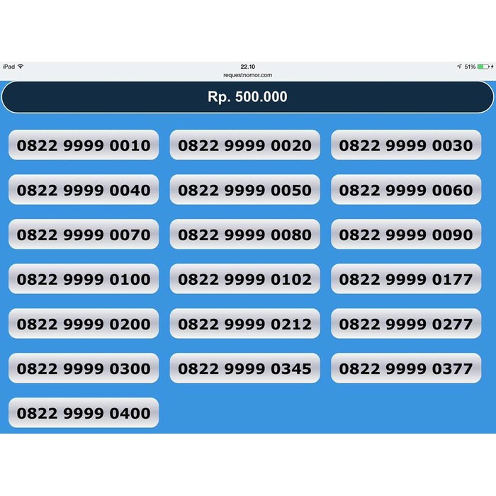NOMOR CANTIK SIMPATI 0822 9999 XXXX