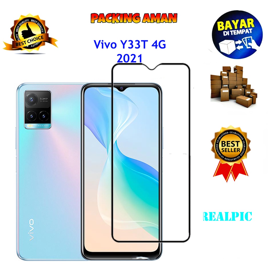 Tempered Glass Vivo Y33T 4G 2021 Full Cover / Full Screen Protector Anti Gores