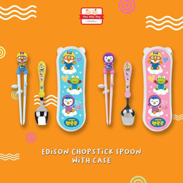 Edison Training Chopstick and Spoon Set Pororo / Petty