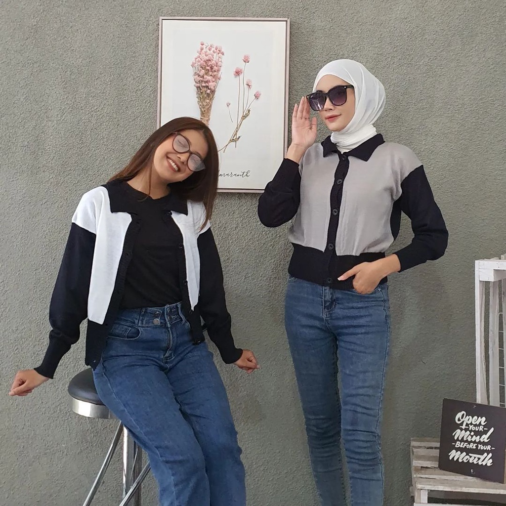 Zanah Atasan Wanita Crop Rajut Hana Outer Korean Style Terbaru