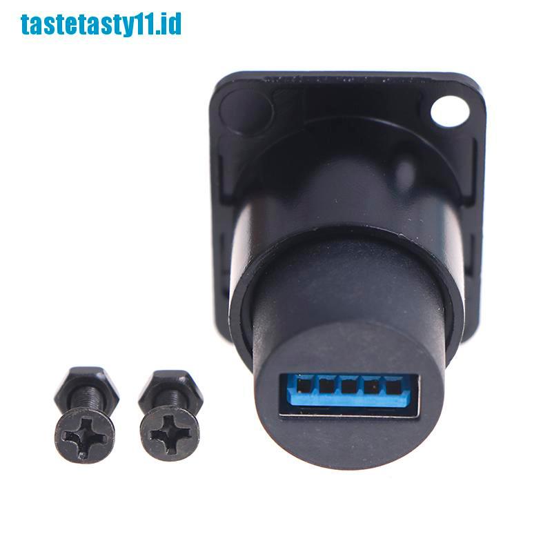 【tay】D type Metal USB Socket Double Pass Connector USB 3.0 Connector Panel Mou