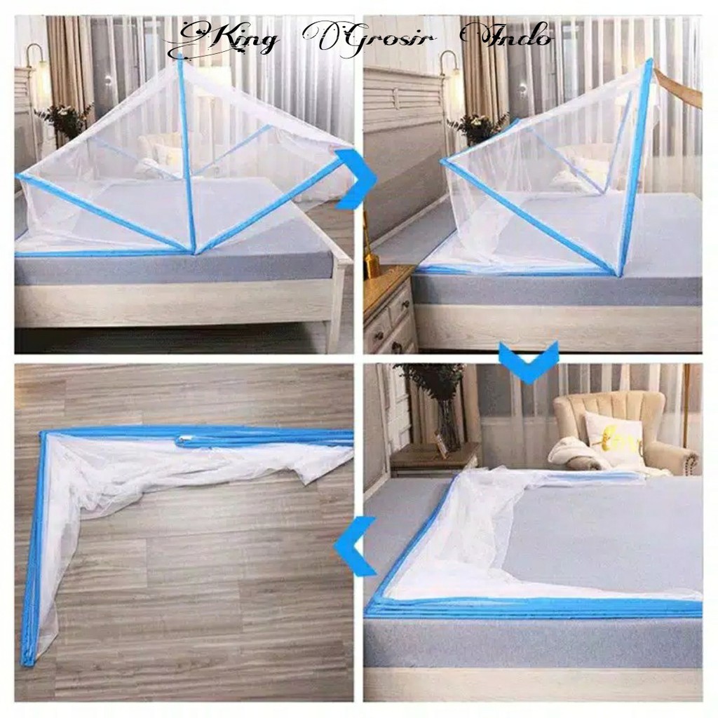 Kelambu Kotak Lipat Ukuran 100cm 135cm dan 160cm / Kelambu Tidur Anti Nyamuk