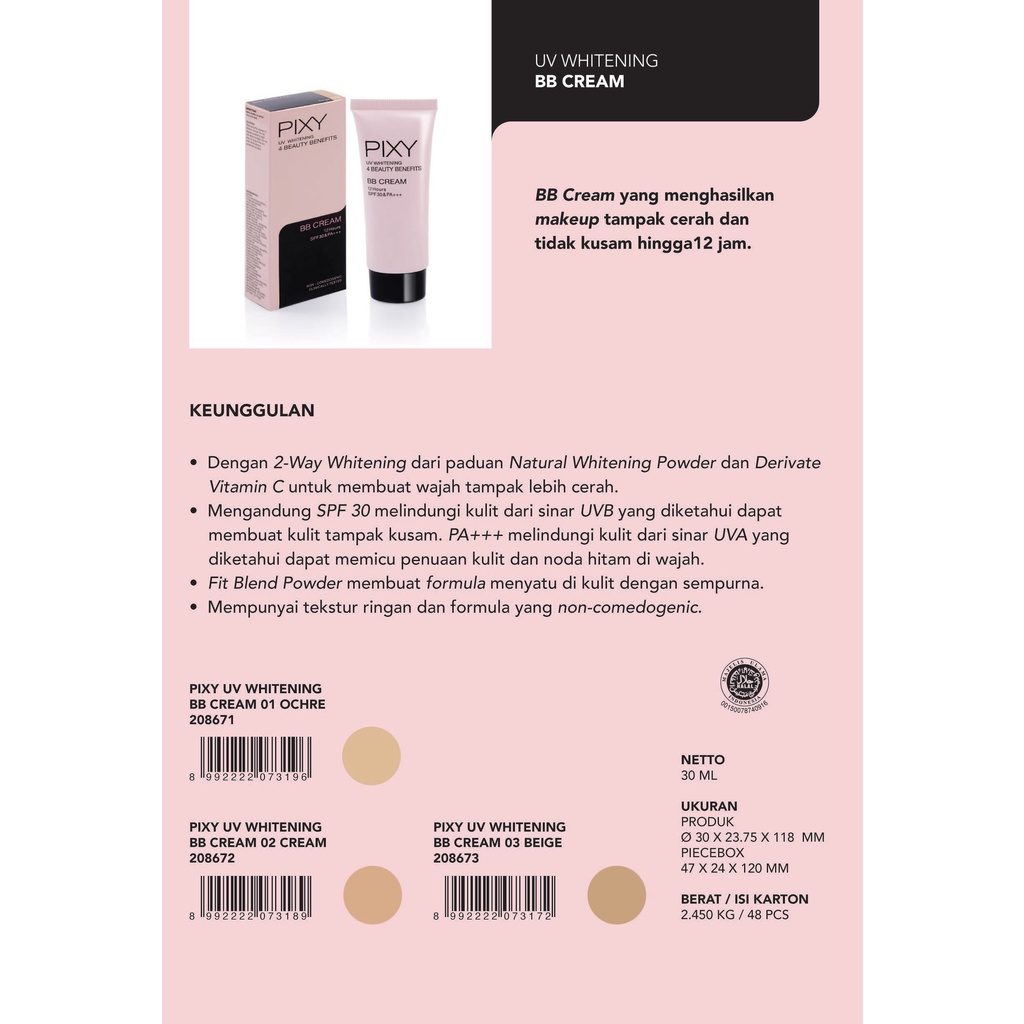 PIXY UVW BB Cream - 01 Ochre (4 Beauty Benefit)