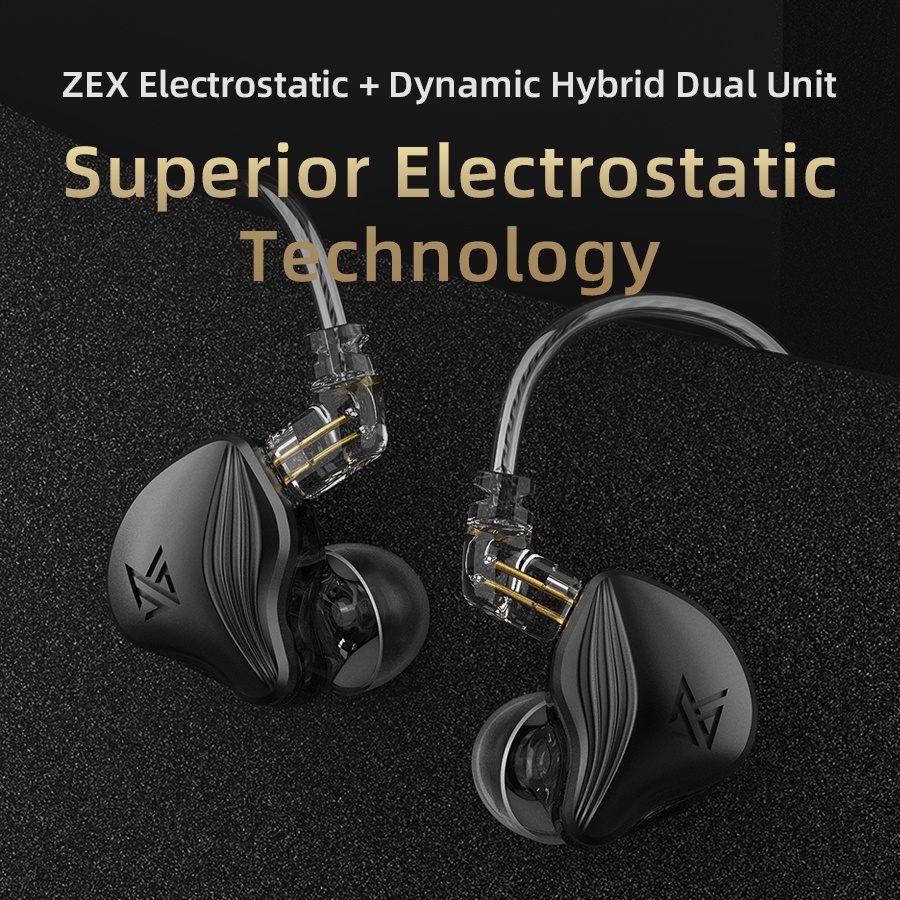 Knowledge Zenith KZ ZEX Electrostatic DD Earphone with Mic - Hitam