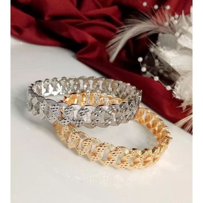 (Anti Karat) Gelang Bangle Model Rantai Kancing Samping