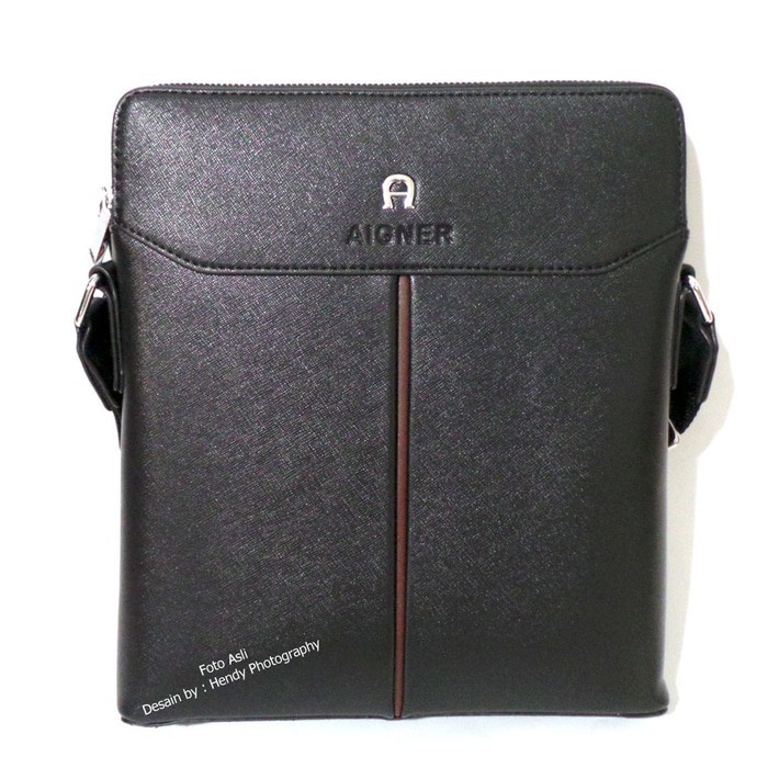 FREE ONGKIR Tas Kulit Pria Slimbag Bodybag Import Branded | AIGNER 5602-1 BLACK