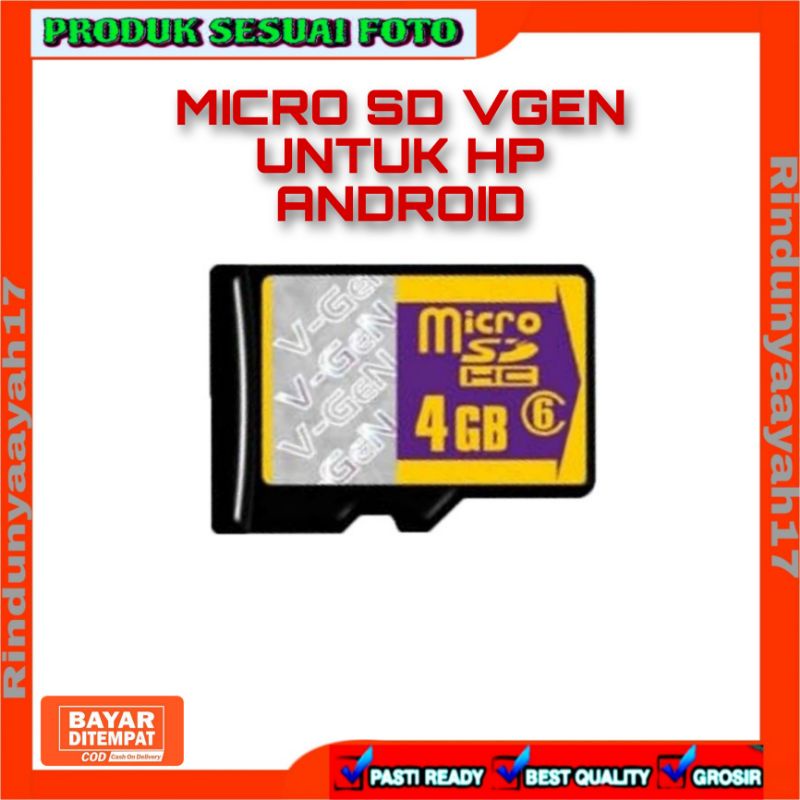 [RA] MICRO SD VGEN V GEN CLASS 6 UNTUK HP ANDROID 4GB 8GB 16GB 32GB 4 8 16 32 GB